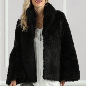 Suzanne Betro Black Faux Fur Jacket - Plus Size